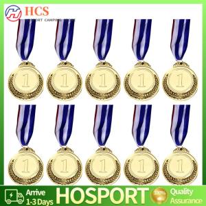 【HCS】10Pcs Medal Wheat ear Metal Sports Medal Badge 123 Medal with Neck Competition Medal