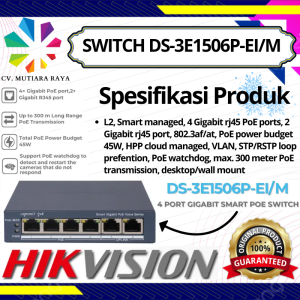 SWITCH HUB HIKVISION DS-3E1506P-EI/M