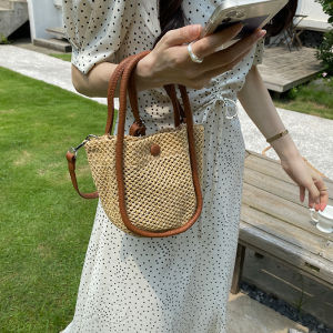 2026 NEW ARRIVAL french straw leather stylish sling shoulder hand bag with free pouch