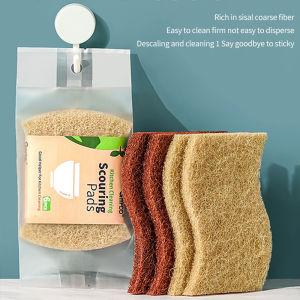 6Pcs Natural Microfiber Sisal Sponge Kitchen Dish Washing Scouring Pad Sisal Scrubber Household Cleaning Sponges