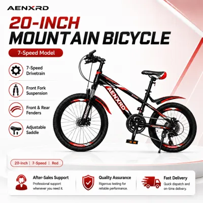 AENXRD Mountain Bike for Kids and Adults 20/24 Inch with Disc Brakes Shock Absorption Anti-slip Tires Youth and Childrens Model