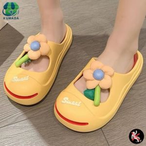 KUMADA Sandal Wanita Motif Bunga Sandal Karet Korea Yang Modis