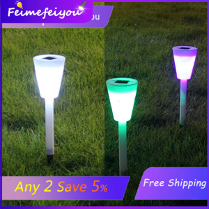 LED Outdoor lighting/ Solar lamp White shell White/ Rainbow dimming light Waterproof Hollow butterfly pattern For garden lawn outdoor solar decorative ligths Use solar panel power 5W