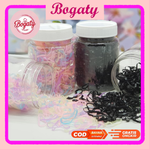 IKAT RAMBUT KARET JEPANG 1000 PCS / KARET JEPANG WARNA HITAM WARNA PASTEL KOREAN STYLE