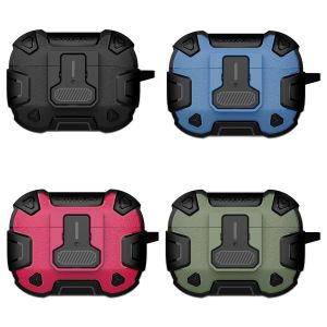 Apple Airpods 3 / Pro ( 2nd Generation) - Nillkin Bounce Pro Case Shock Resistant Full Coverage Casing Impact Pop Out Snap on Anti Slip Scratch Drop Wear Armor Black Green Blue Red Metal Hook Metal Carabiner Wireless Charging Protection