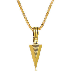 2022 Silver Color Retro Personality Black Triangle Arrowhead Necklace Pendant Niche Style Punk Jewelry Party Gift for Men and Women