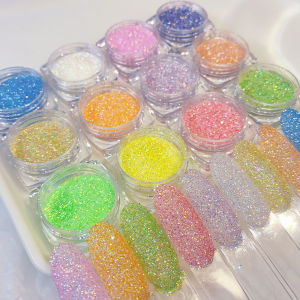 ZEEMIN  12Color Candy Diamond Powder Nail Art Holographic Effect Nail Glitter Suger Coat Powder Chrome Pigment Sparkly Fine Nail Dust#@*