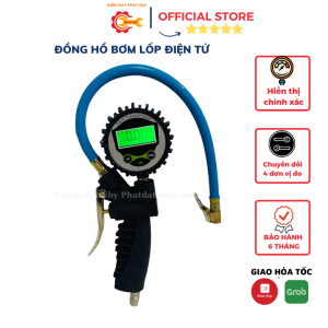 Đồng Hồ Bơm Lốp Điện Tử-Hiển Thị Chính Xác-Chất Liệu Cao Cấp