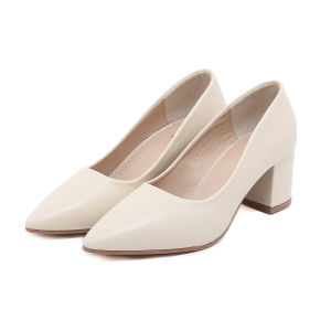 [JY] Summer Fashion 2 inch Pointed Toe Closed Toe leather Block Heel shoes  Womens.