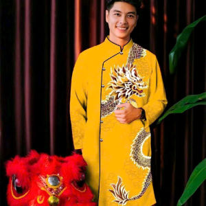 áo dài cách tân nam . vải gấm thương hải