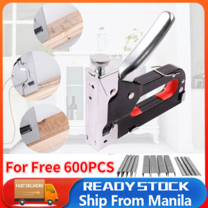 3 In 1 Heavy Duty Staple Gun Nail Gun DIY Furniture Construction Stapler Upholstery Staple Gun With 600 Staples Home Decor Carpentry Tools Three-purpose Nail Staple Gun Wood Working Tools