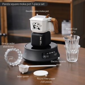 BINCOO Double Valve Moka Pot with Stove Kettle Coffee Maker Espresso Pot Set For Home Office Outdoor