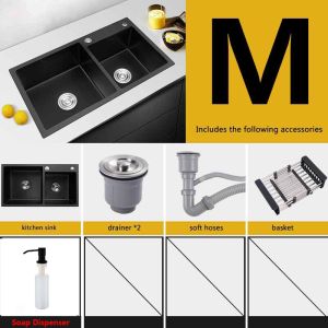 IGDL 750*400mm topmount kitchen sink handmade stainless steel undermount sink Black