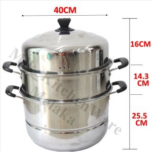 MLK Large Size Stainless Steel Steam Pot Periuk Kukus Pengkukus Size Besar Tebal Tahan Guna Cookware