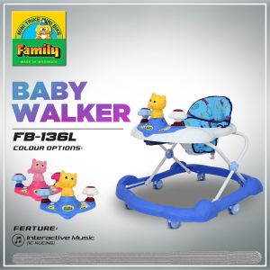 COD FAMILY Baby Walker NEW FB 136 Musik & Lampu Alat Belajar Jalan Bayi Cocok Buat Kado Gratis Paking BUBLE WRAB