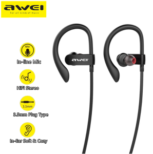 Awei ES-160i 3.5mm Plug Ear-Hook Smart Sports Lightweight Stereo Earphone