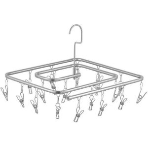 Stainless Steel Spiral Hanger for Long Bedsheets Blanket Clothings Bedsheet Foldable Handle and Locking Device