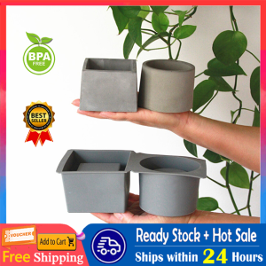 สร้างสรรค์สแควร์กระถางดอกไม้กลมแม่พิมพ์คอนกรีต DIY ปูนปลาสเตอร์แม่พิมพ์ซิลิโคนพืชฉ่ำดินซีเมนต์ งานฝีมือแม่พิมพ์