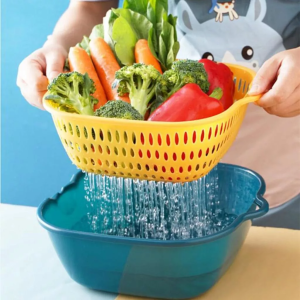 BaliEshop | Dapet 3 Pcs Baskom Cuci Sayur Buah 3in1 + Saringan Peniris Air | Set 3 Pcs Vegetable Basin Multifungsi