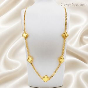 Rantai Leher Clover Emas Bangkok Gold Plated Necklace sesuai untuk Majlis Wedding Dating Event dan sebagai Hadiah