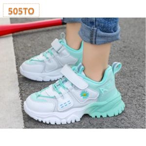 Sepatu Sneakers Anak New Arrival Tali Bunga Velcro AS 166 Pathway Perempuan Laki Hitam Tosca Pink (505)