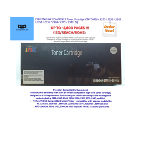 2380 Toner Cartridge CBP‑TN660 / 2320 / 2330 / 2345 / 2350 / 2356 / 2370 / 2375 / 2380 / 28J STAR INK COMPATIBLE