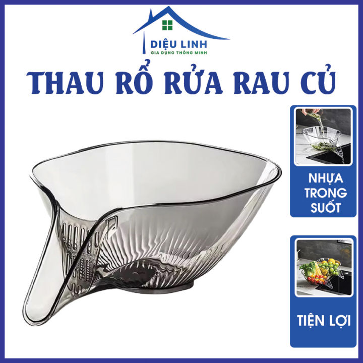 Sticker Rửa Rau Rổ nhựa rửa rau củ thế hệ mới có phễu thoát nước tiện lợi, Gáo nhựa ...
