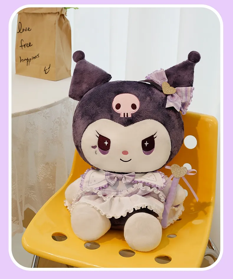 JOJO CASTLE Sanrio Plush Toy Kuromi Plushie Doll Kawaii 25/35/45/65cm  Purple Kuromi Plush Toy Figure Doll Girls Ragdoll Sleeping Pillow Birthday 