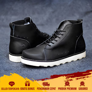 DOLCIMOD - Sepatu Pria Boots Bahan Kulit Wolf Model Tali Ankle Boot Tracking Adventure Lapangan Wolf  Riders Bikers Motorcycle Ketahanan Number One Pria Good Quality Leather - Free Kaos Kaki