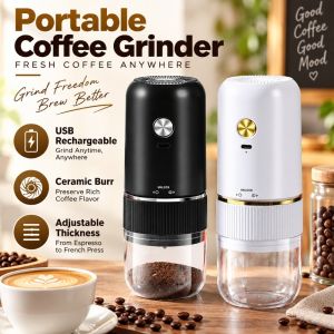 PHANT USB Rechargeable Portable Coffee Grinder Ceramic Burr Cordless Mini Coffee Grinder Coffee Machine Adjustable Thickness Coffee Bean Grinder Espresso