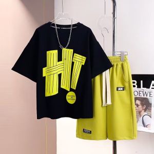 LS Show Childrens Boys Set Summer Western Style Korean Edition Trendy Sports Trendy Summer Clothing Childrens Clothing