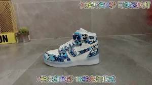 4Li Charging with Light Light Shoes Boys and Girls Childrens Baby Middle and Big Childrens High-Top Luminous Shining Shoes Casual Sneakers