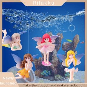 Rilakku Cartoon Fish Tanks Decor Mini Diver Simulated Floating Mermaid Aquarium Fish Tank Decoration Kiki Pendant Aquarium Accessories