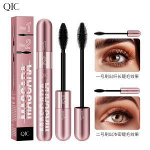 2 in 1 Double Effect Mascara Lightweight & Fast-Drying Waterproof and Non Dizzy Dye Curling Clump-Free Flake-Free & Smudge-Proof Rose Gold Double Effect Eye Black Thick and Slender Two in One