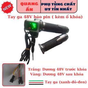 Tay ga bọc nhôm cao cấp báo pin 48V (kèm ổ khóa gồm 2 chìa khóa) (1 đôi) giá thợ dây dài 1.5 mét
