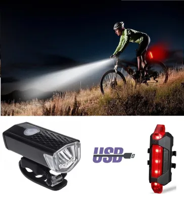 Bike Light Set Front and Rear | USB Rechargeable Battery LED Bicycle Safety Accessories