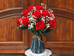 Hoa hồng lụa và Hồng nhung giả giống thật 99% loại bông lớn 9-10cm dài 50cm dùng cắm hoặc trang trí tuyệt đẹp