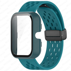 Silicone Strap with PC Glass Hard Case for Xiaomi Redmi Watch 5 Active / Redmi Watch 5 Lite / Redmi Watch 3 Active Strap Smart Watch Band for Redmi Watch 5Active 5Ltie Replacement Wristband Accessories