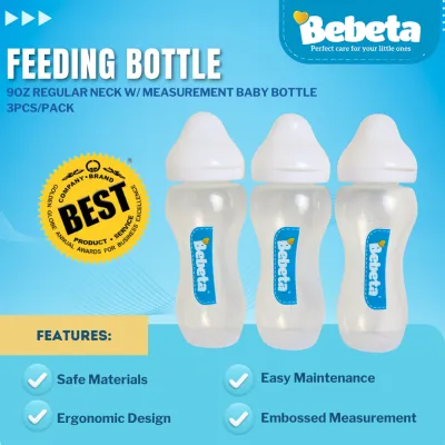 Bebeta Feeding Bottle with logo Regular Neck 9oz 3pcs per pack
