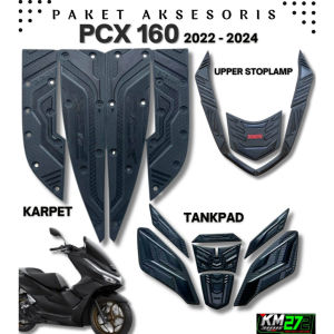 -SALMARY- Paket Aksesoris Motor PCX 160 / ROADSYNC 2022 2023 2024 2025 Bahan Karet Anti Licin | Karpet-Tankpad-Upper PCX