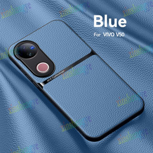 กรอบ V50เคสสำหรับ ViVO V50 ViVO หรูหราเคลือบ PU ลายลิ้นจี่เคสหนังเคสสำหรับ ViVO V50สำหรับติดรถฝาครอบการดูดด้วยแม่เหล็ก
