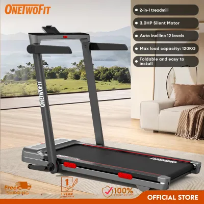 OneTwoFit 2in1 incline Treadmill Multifunctional Walking Foldable Cardio Exercise 14Km Bluetooth App Home Exercise 3.0HP