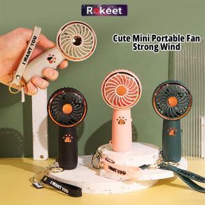 Rokeet Kipas Angin Genggam Mini LED Portable Rechargeable Free Lanyard