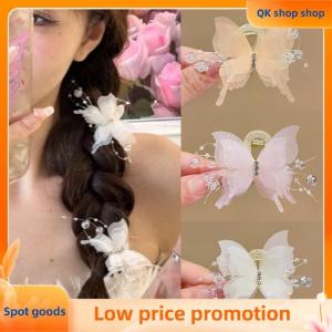 ✨QK shop✨ Tulle Butterfly Hair Clip For Women Girls Colorful Hairpin Side Clip Sweet Cute Butterfly Barrette Hair Accessories
