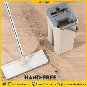 Flat mop bucket with handle Free hand wash Lazy mop Easy to clean Flat mop Store house cleaning tool