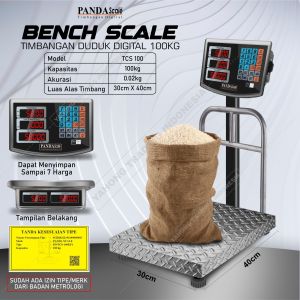 Timbangan Digital 100kg Timbangan Duduk Bench Scale 100 kg Timbangan Buah Sayur Laundry Sembako PANDA SCALE