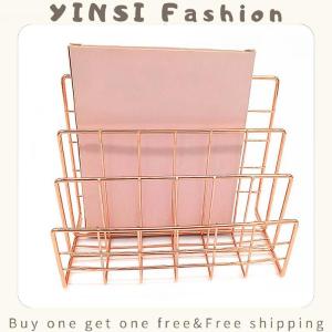 YINSI Ins Minimalist Iron Desktop Storage Rack Organizer Table Organizing Rack Document Book Rack Desk Multi-functional Storage Rack