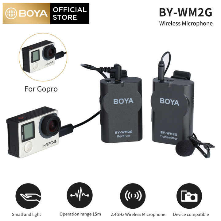 BOYA BY WM2G Wireless Lavalier Microphone System Smartphone Camera