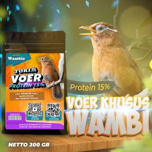 MAKANAN BURUNG WAMBIE | VOER BURUNG WAMBIE | VOER HARIAN | VOER NUTRISI KOMPLIT | VOWE KHUSUS WAMBIE PROTEIN 15% 300 GR