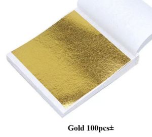 Egun 100pcs 24K Gold Leaf Sheets Art Craft Design Gilding Framing Scrap Premium Golden Gold Foil Paper Artistic Handicrafts Home Decoration and Spiritual Practices